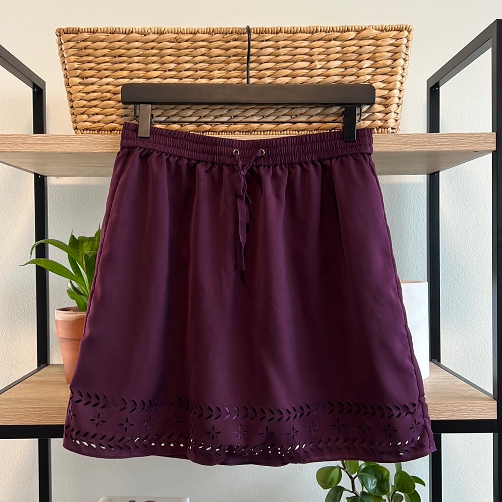 J. Crew Elastic Waistband Drawstring Laser Cut Silky Skirt, 2